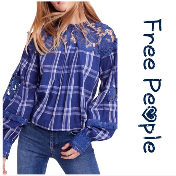 Free People darling Diana blur and whote pace top in Navy (XS) 💙❤️ - Picture 4 of 17